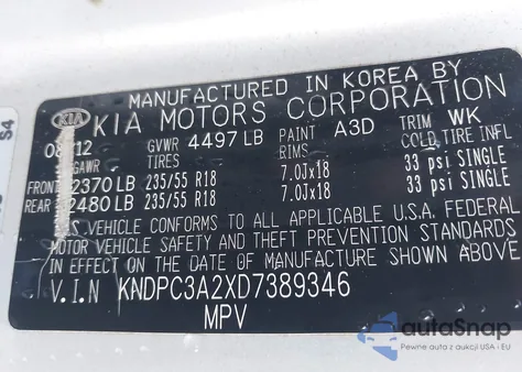 2013 Kia Sportage Ex from USA, damaged, VIN KNDPC3A2XD7389346